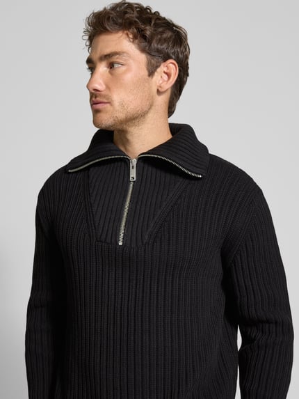 HUGO Bluza z kołnierzem o kroju regular fit z czystej bawełny model ‘SRIGG’ Czarny 3