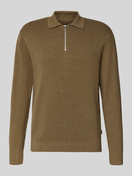 JACK & JONES Premium Sweter z dzianiny z prążkowanymi wykończeniami model ‘MILANO’ Oliwkowy 2