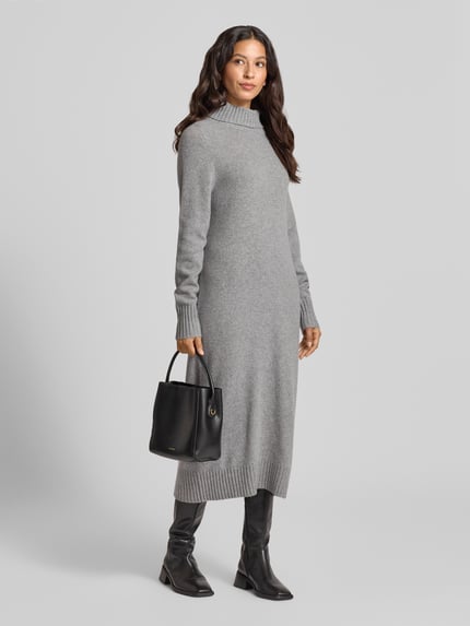 Fynch-Hatton Strickkleid mit Rollkragen Hellgrau Melange 1