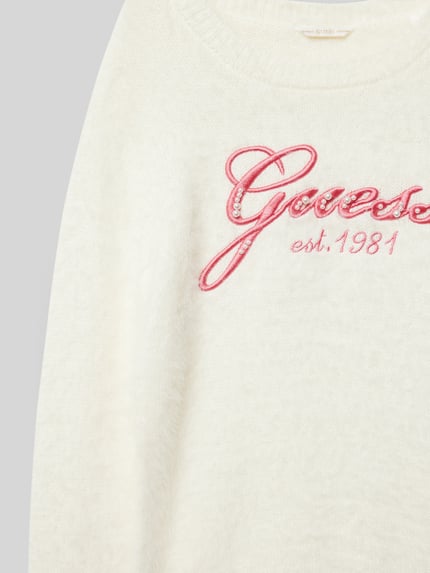 GUESS Strickpullover mit Label-Stitching Ecru 2