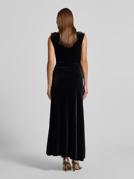 Forever New Avondjurk van fluweel met plooien, model 'Winslet' BLACK - 5