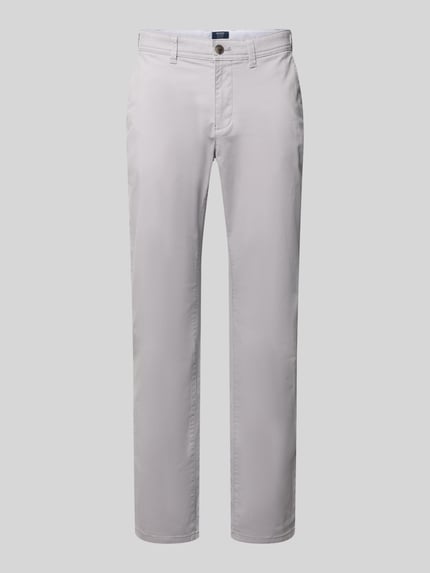 Produktfoto, Straight Fit Hose mit Gesäßtaschen von MCNEAL, bawełna, krój straight fit, tylne kieszenie, kieszenie boczne, guzik i suwak, szerokość w rozmiarze 50: 46 cm, długość nogawki wewnętrznej w rozmiarze 50: 83 cm, jasnoszary kolor, gładka tekstura