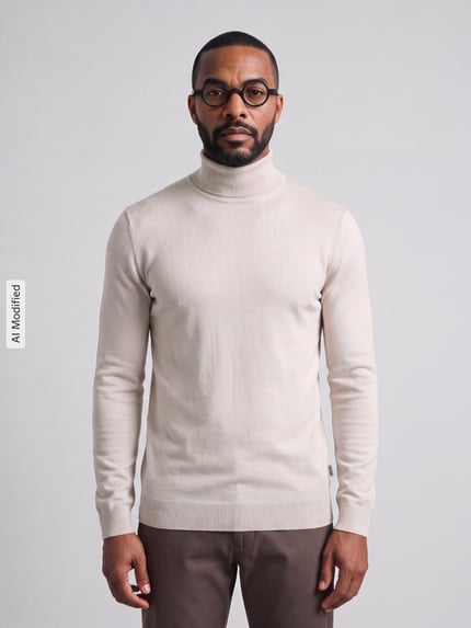 ONLY & SONS Regular Fit Rollkragenpullover aus Viskose-Mix Modell 'WYLER' Beige 3