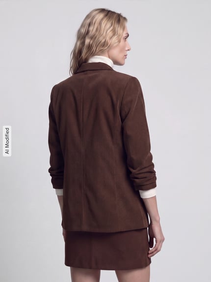PIECES Taillierter Kurzblazer mit 3/4-Arm Modell 'BOSELLA' Mittelbraun 5