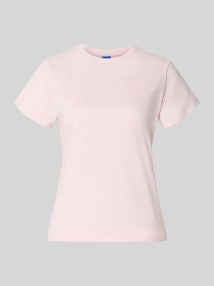 Produktfoto, jasnoróżowy damski t-shirt o kroju regular fit z gładką fakturą, model 'Damatee_B' od HUGO, Damski t-shirt od HUGO Blue
