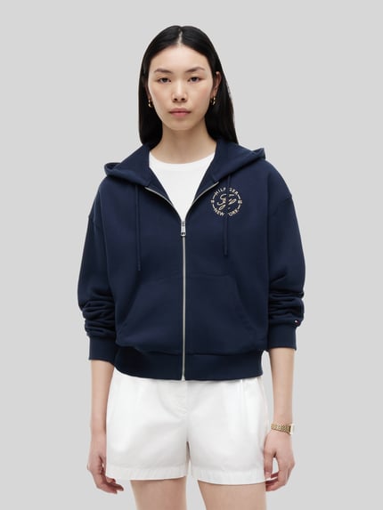 Tommy Hilfiger Bluza rozpinana o kroju relaxed fit z czystej bawełny Granatowy 4