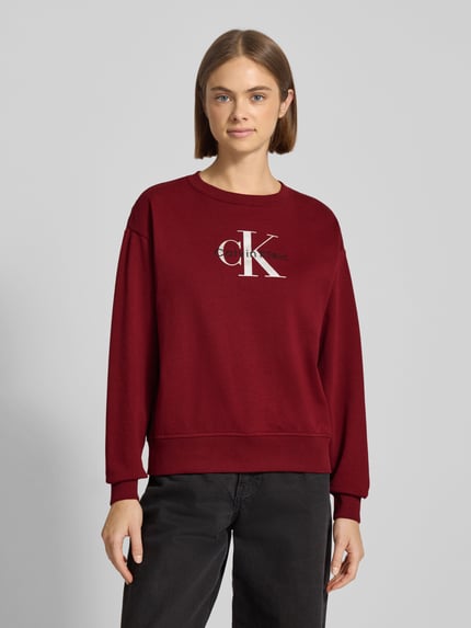 Calvin Klein Jeans Sweatshirt mit Logo und Rundhalsausschnitt Bordeaux 4