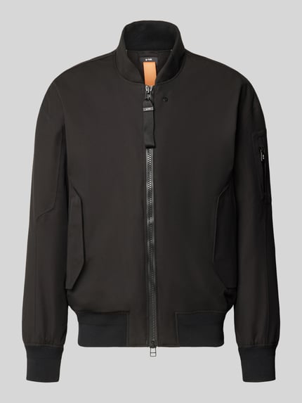Produktfoto, Regular Fit Jacke aus Baumwoll-Mix Modell 'Pulse' von g-lab, kolor czarny, stójka, kieszeń na rękawie, wpuszczane kieszenie, elastyczne wykończenia, długość tyłu w rozmiarze M: 70 cm, szerokość ramion w rozmiarze M: 55 cm, szerokość w klatce piersiowej w rozmiarze M: 50 cm, długość rękawów w rozmiarze M: 61 cm, mieszanka bawełny