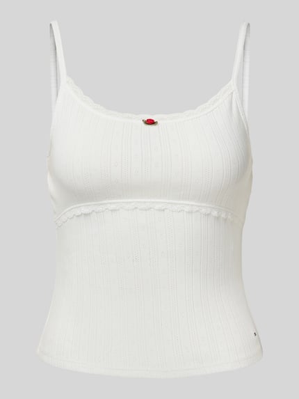 Tommy Jeans Top in gebreide look, model 'POINTELLE' Ecru - 2
