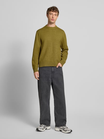 JACK & JONES Gebreide pullover met labelstitching, model 'NORREBRO' Olijfgroen - 1