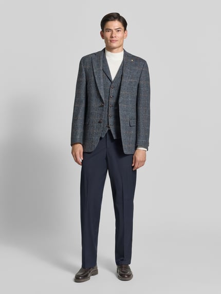 Carl Gross Weste aus Schurwolle mit Brustleistentasche Modell 'Warner' Blau 1