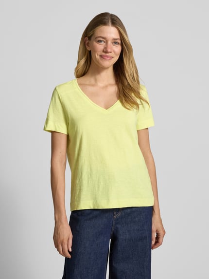 s.Oliver RED LABEL t-shirt o kroju relaxed fit z czystej bawełny Żółty 4