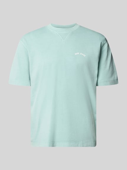 Produktfoto, mintgrünes Regular Fit T-Shirt aus reiner Baumwolle Modell 'John Tee' von Pepe Jeans, Herren T-Shirt, glatte Struktur