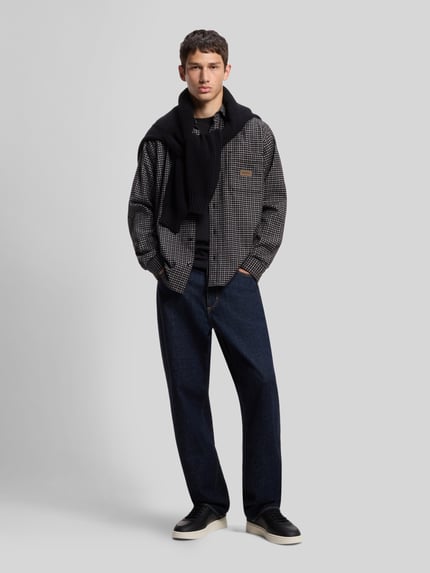 HUGO Blue Regular Fit Freizeithemd mit Logo-Patch Anthrazit 1