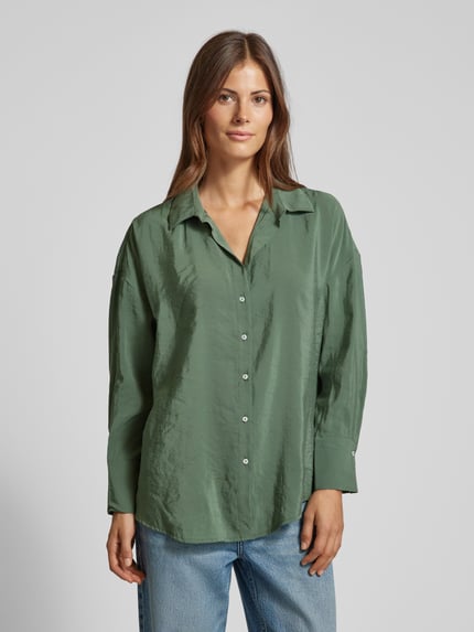 ONLY Overhemdblouse met overhemdkraag model 'ZAZIMA' Olijfgroen - 4