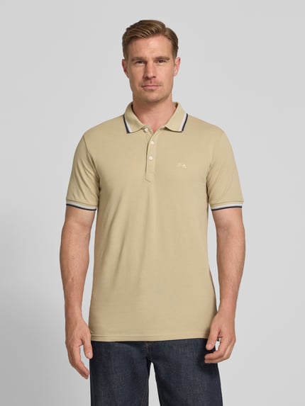 Lindbergh relaxed fit poloshirt met contraststrepen Beige - 4