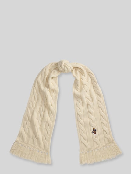 Polo Ralph Lauren Schal aus Woll-Mix mit Polo-BEAR-Motiv Offwhite 1
