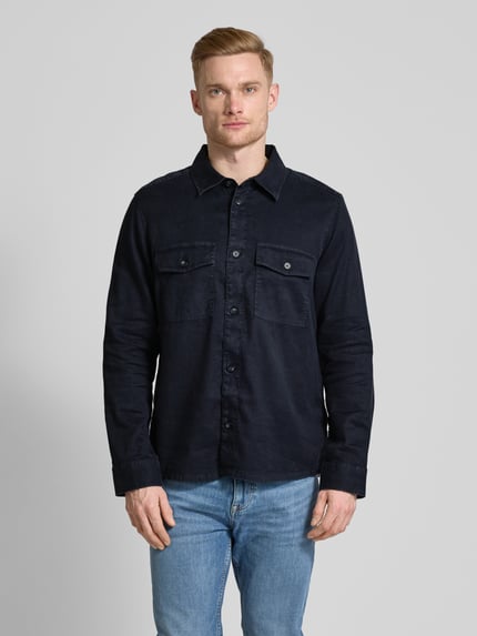 OLYMP Level 5 Casual fit overhemdjack met klepzakken op de borst Marineblauw - 4