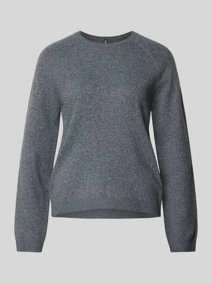 PIECES Regular Fit Pullover mit Raglanärmeln Modell 'BREE' Dunkelgrau Melange 2