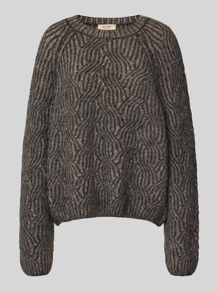 MOS MOSH Sweter z dzianiny w kroju relaxed fit z mieszanką wełny i alpaki Model 'Unnur' Ciemnoszary 2