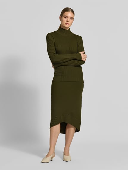 Victoria Beckham Midirock aus Woll-Mix Dunkelgruen 1