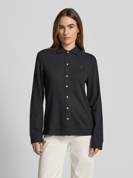 Tommy Hilfiger Bluzka z długim rękawem o kroju regular fit z czystej bawełny Antracytowy 4
