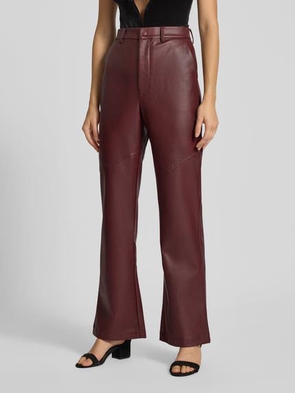 Bardot Broek in leerlook, model 'KARSON' Bordeaux - 4