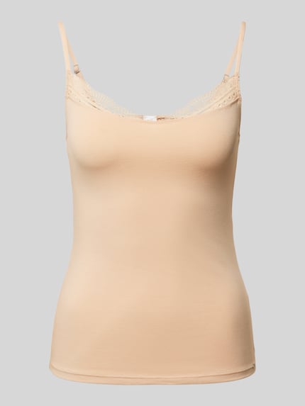 SKINY Slim fit top met bandjes en kant Beige - 1