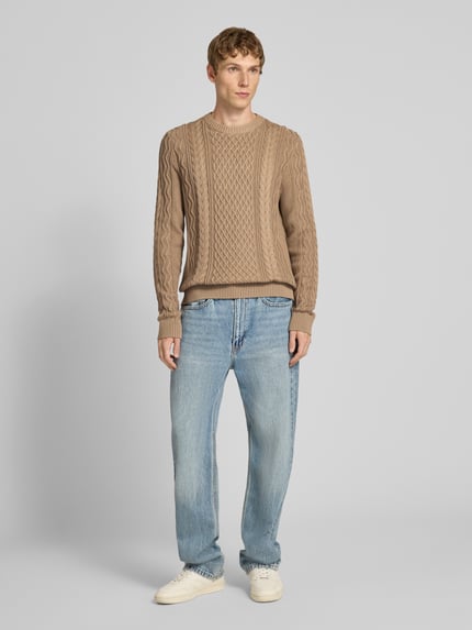 Tommy Jeans Regular Fit Strickpullover aus reiner Baumwolle Beige 1