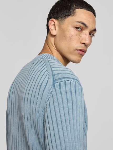 ANNARR Pullover mit Rippstrick-Struktur Hellblau 3