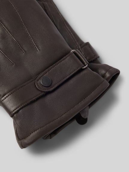 Barbour Rękawiczki ze skóry bydlęcej nappa z zapięciem na patkę Ciemnobrązowy 2