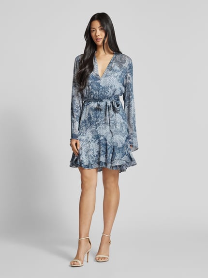 GUESS Knielanges Kleid mit Bindegürtel Modell 'SIBILLA' Jeansblau 1