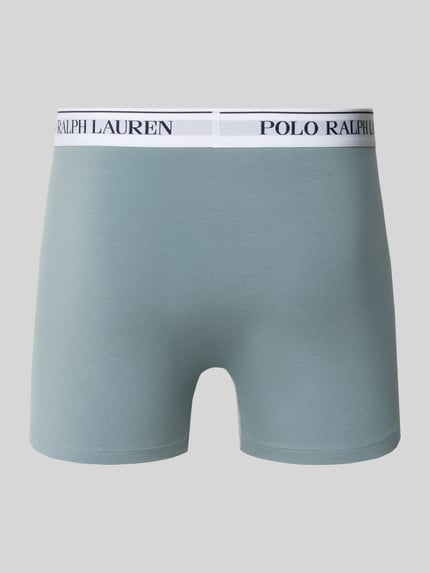 Produktfoto, grün-blaue, glatte obcisłe bokserki aus mieszanka bawełny Polo Ralph Lauren, Trunks aus Baumwoll-Mix Modell 'CLSSIC TRUNK-3 PACK' von Polo Ralph Lauren Underwear