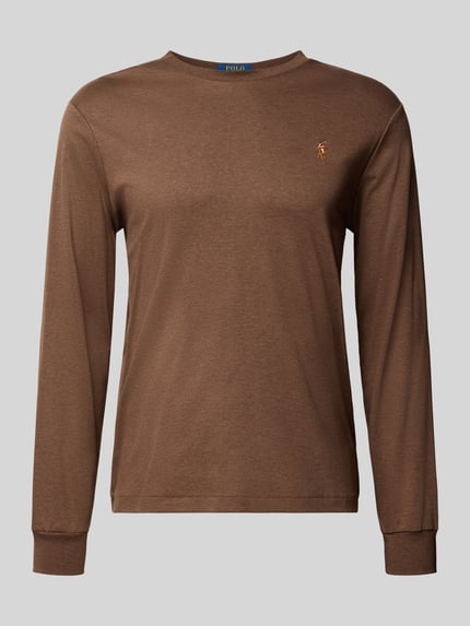 Produktfoto, Regular fit shirt met lange mouwen van puur katoen model 'PIMA' van Polo Ralph Lauren, Heren, effen bruin, zachte textuur