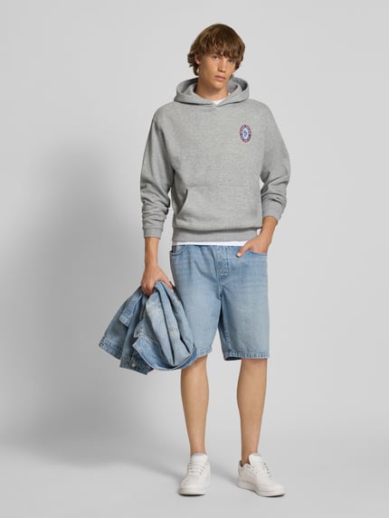 REVIEW Hoodie met labelprint Lichtgrijs gemêleerd - 1