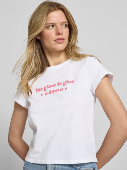 REVIEW T-Shirt mit Statement-Print und Rundhalsausschnitt Weiss 3
