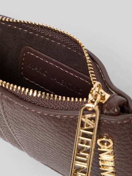 Valentino Bags Kartenetui mit goldfarbenem Logo-Schriftzug Dunkelbraun 3