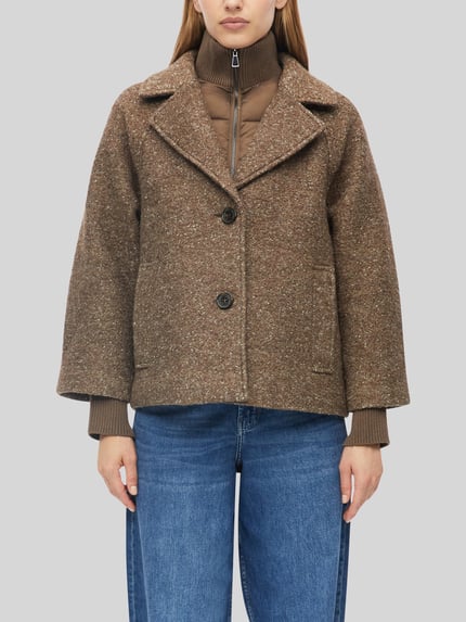 s.Oliver RED LABEL Teddyjacke mit integriertem Stehkragen Taupe Melange 3