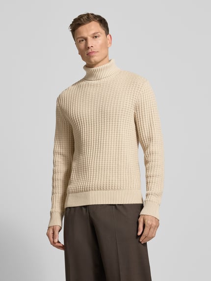 Selected Regular fit coltrui in wafelstructuur, model 'TOM' Offwhite - 4