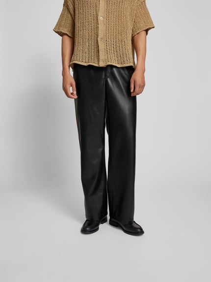 Nanushka Loose fit kunstleren broek met elastische band Zwart - 4