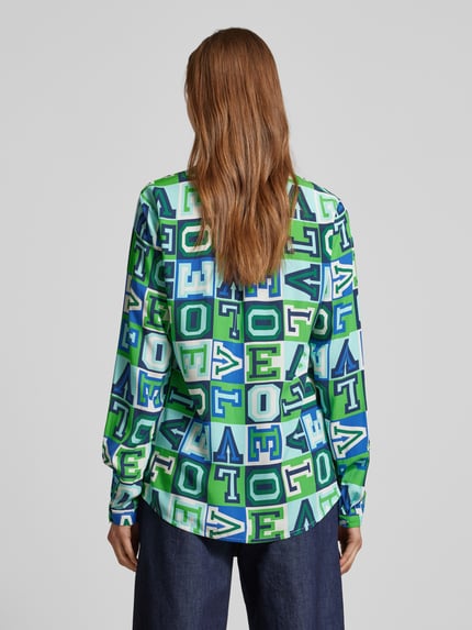 Emily Van den Bergh Regular Fit Bluse mit Tunikakragen Gruen 5