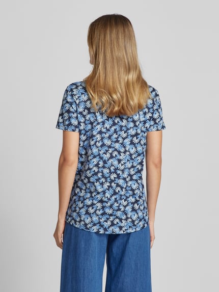 Tom Tailor Denim T-shirt o kroju comfort fit z czystej bawełny ze wzorem na całej powierzchni Ciemnoniebieski 5