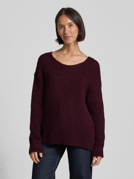 Milano Italy Loose Fit Strickpullover mit Woll-Alpaka-Anteil Bordeaux 4