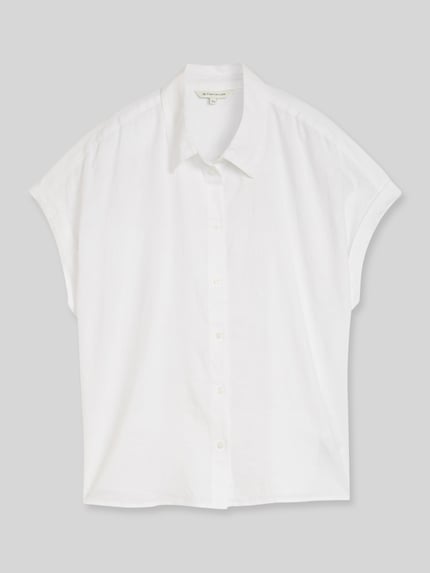 Tom Tailor Loose Fit Bluse aus Leinen-Viskose-Mix Weiss 2