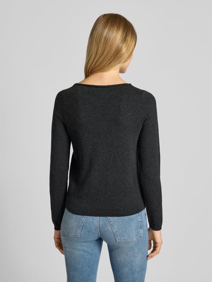 Marc O'Polo Regular fit gebreide pullover met scheerwol Donkergrijs - 5