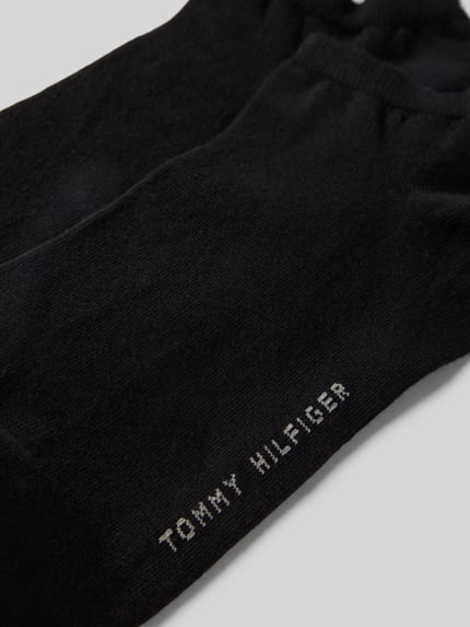 Produktfoto, Sneakersokken met labelopschrift in set van 2 van Tommy Hilfiger, dames, katoenmix met stretch, ribboordjes, zwart.