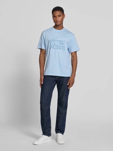 Lacoste Regular Fit T-Shirt aus reiner Baumwolle Hellblau 1