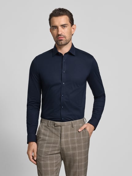 OLYMP No. Six Super slim zakelijk overhemd met kentkraag Marineblauw - 4