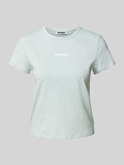 REVIEW T-shirt z nadrukiem z logo Błękitny 2