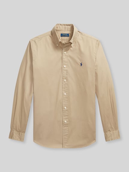 Produktfoto, Regular Fit Freizeithemd aus reiner Baumwolle von Polo Ralph Lauren, Optik: Unifarben, Twill, Logo-Stitching, Button-Down-Kragen